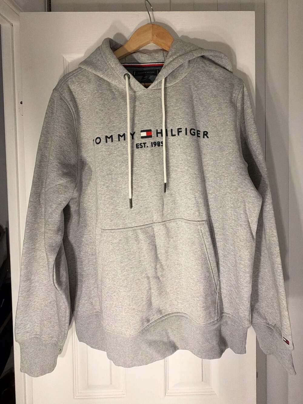 Tommy Hilfiger Logo Pullover Fleece Hoodie Grey L/G